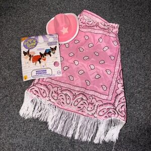Rubie's Western Poncho Pet S/M Pink Paisley Cowboy Hat Costume